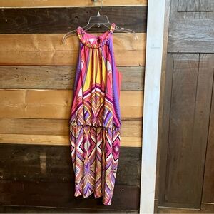 London Times Kids Dress in Pink and Yellow